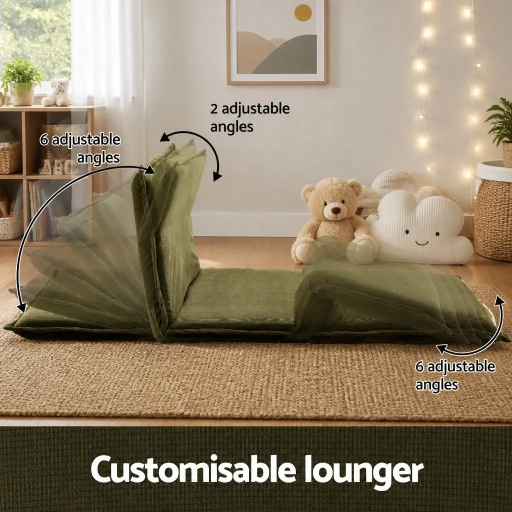 Adjustable Green Corduroy 2-Seater Lounge Sofa Bed