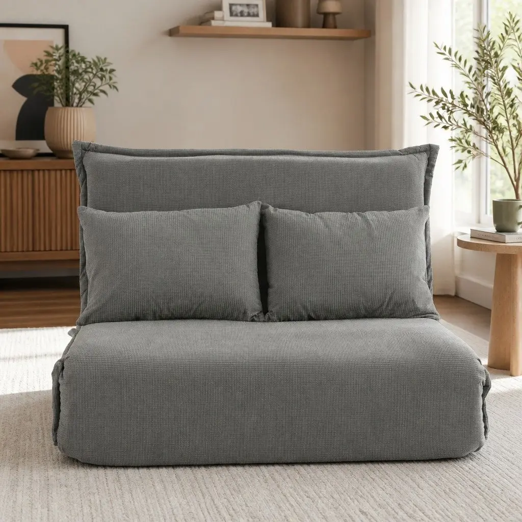 Grey Adjustable 2-Seater Sofa Bed Lounge Recliner