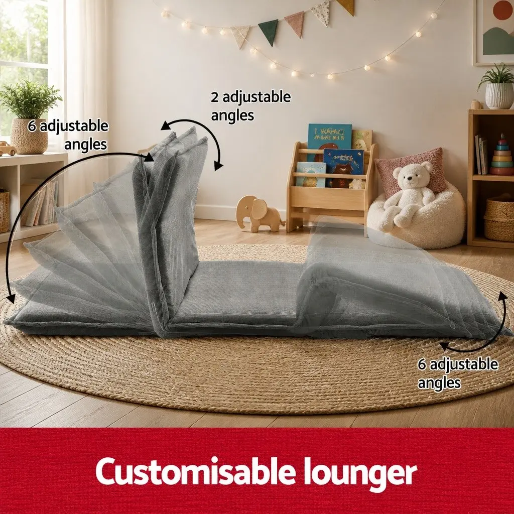 Grey Adjustable 2-Seater Sofa Bed Lounge Recliner