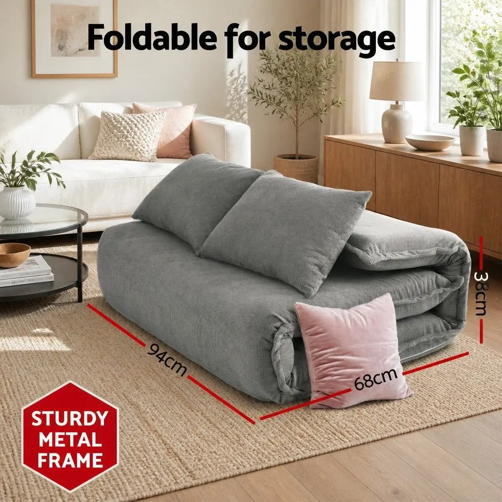 Grey Adjustable 2-Seater Sofa Bed Lounge Recliner