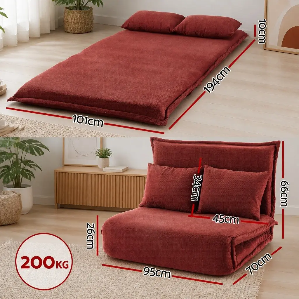 Orange Adjustable Recliner Sofa Bed for Two
