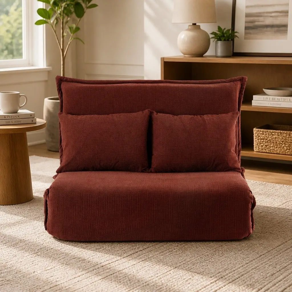 Orange Adjustable Recliner Sofa Bed for Two