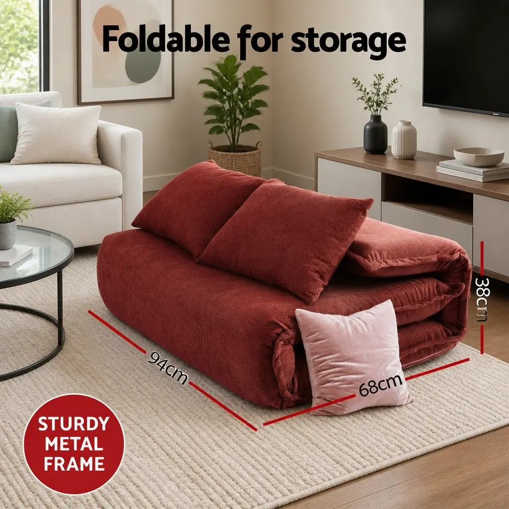 Orange Adjustable Recliner Sofa Bed for Two