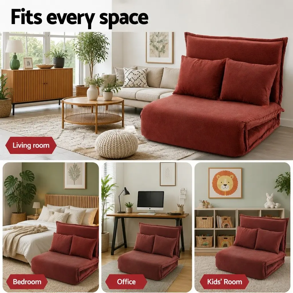 Orange Adjustable Recliner Sofa Bed for Two