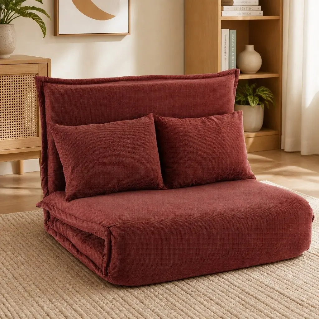Orange Adjustable Recliner Sofa Bed for Two