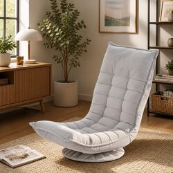 Adjustable Swivel Floor Chair in Khaki for Comfort