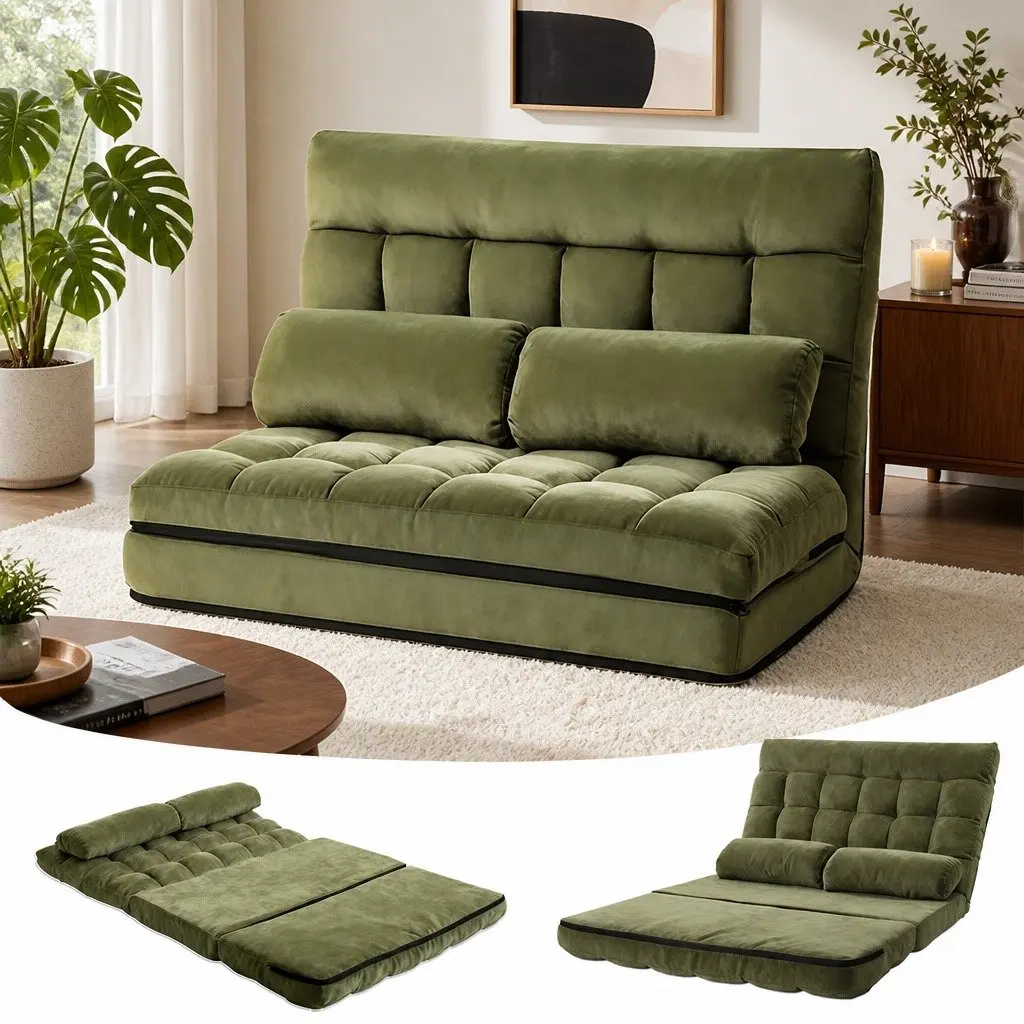 Adjustable Green Floor Lounge Sofa Bed for Comfort