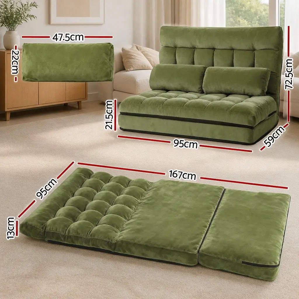 Adjustable Green Floor Lounge Sofa Bed for Comfort