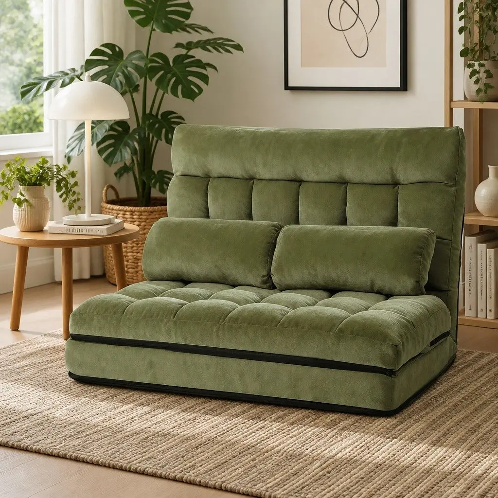 Adjustable Green Floor Lounge Sofa Bed for Comfort