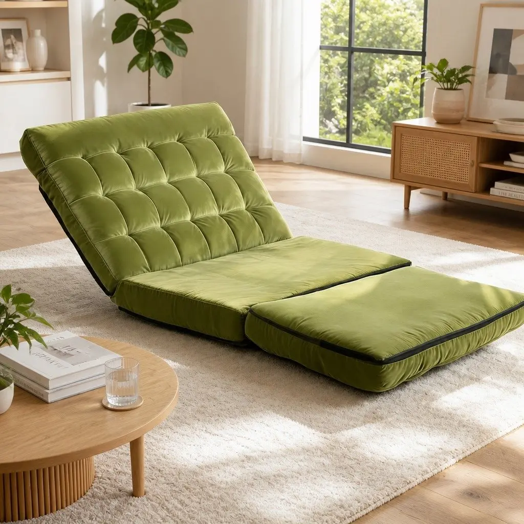 Adjustable Green Floor Lounge Sofa Bed for Comfort