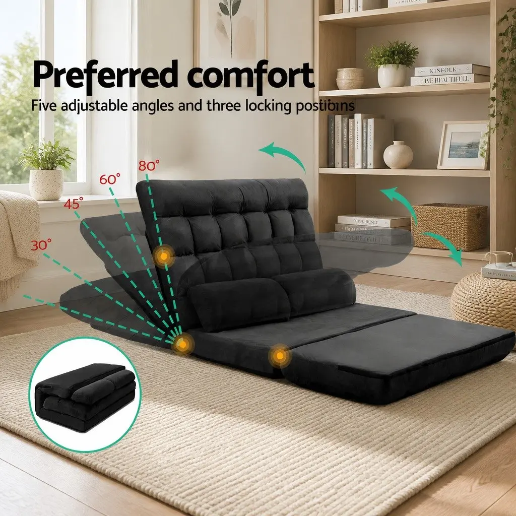 Charcoal Floor Lounge Sofa Bed with Adjustable Recline