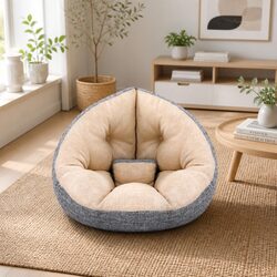 Beige Foldable 4-in-1 Floor Lounge Sofa Bed