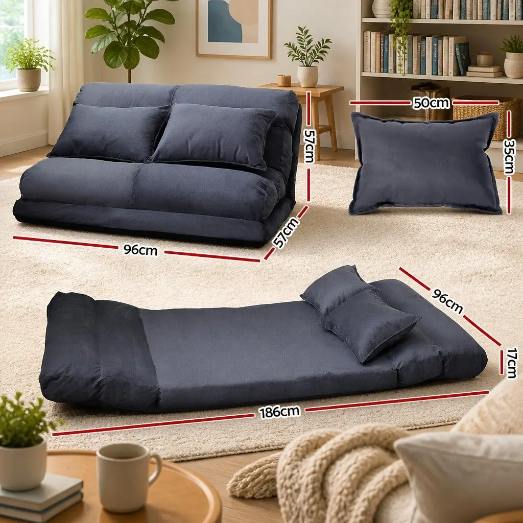 Adjustable 5-Position Charcoal Floor Lounge Sofa Bed