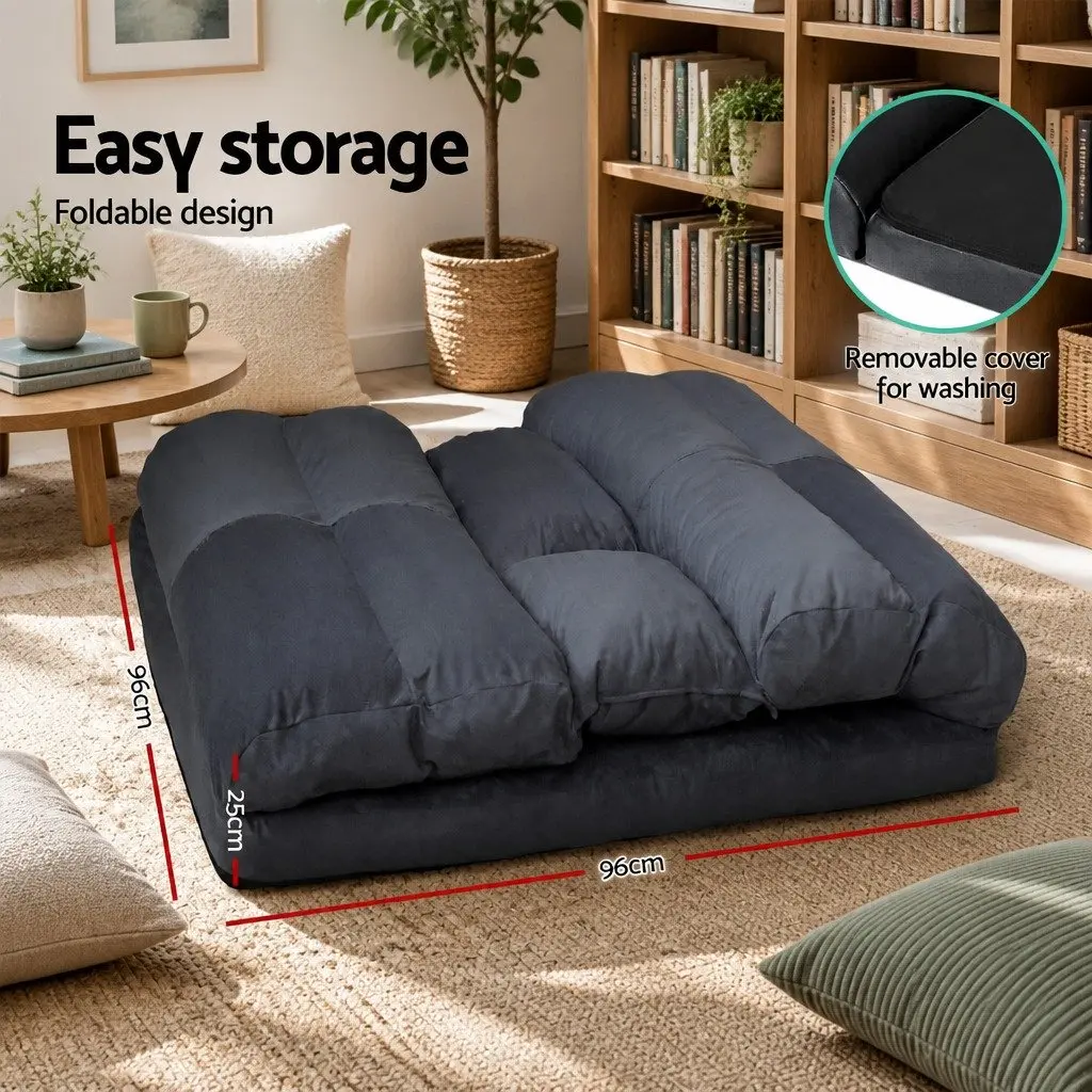 Adjustable 5-Position Charcoal Floor Lounge Sofa Bed