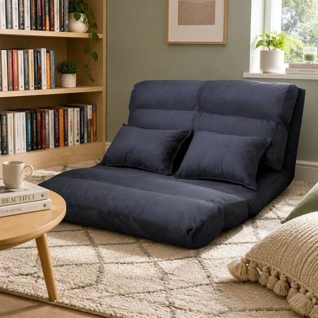 Adjustable 5-Position Charcoal Floor Lounge Sofa Bed