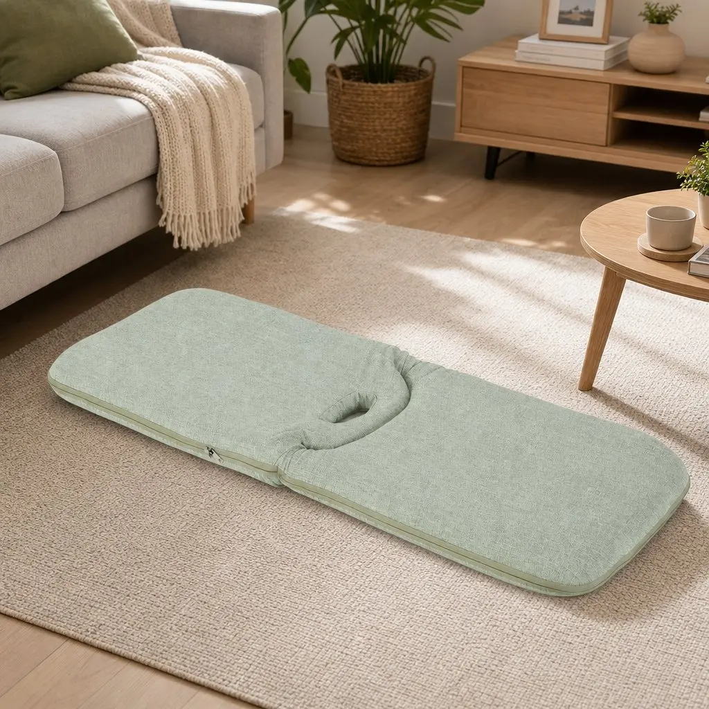 Floor Chair Denim 5 Position Adjustable Green Foldable Single Seat