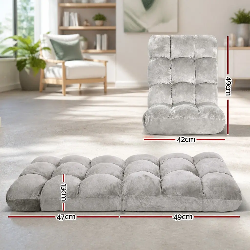 Adjustable Grey Flannel Lounge Sofa Bed Chair Recliner