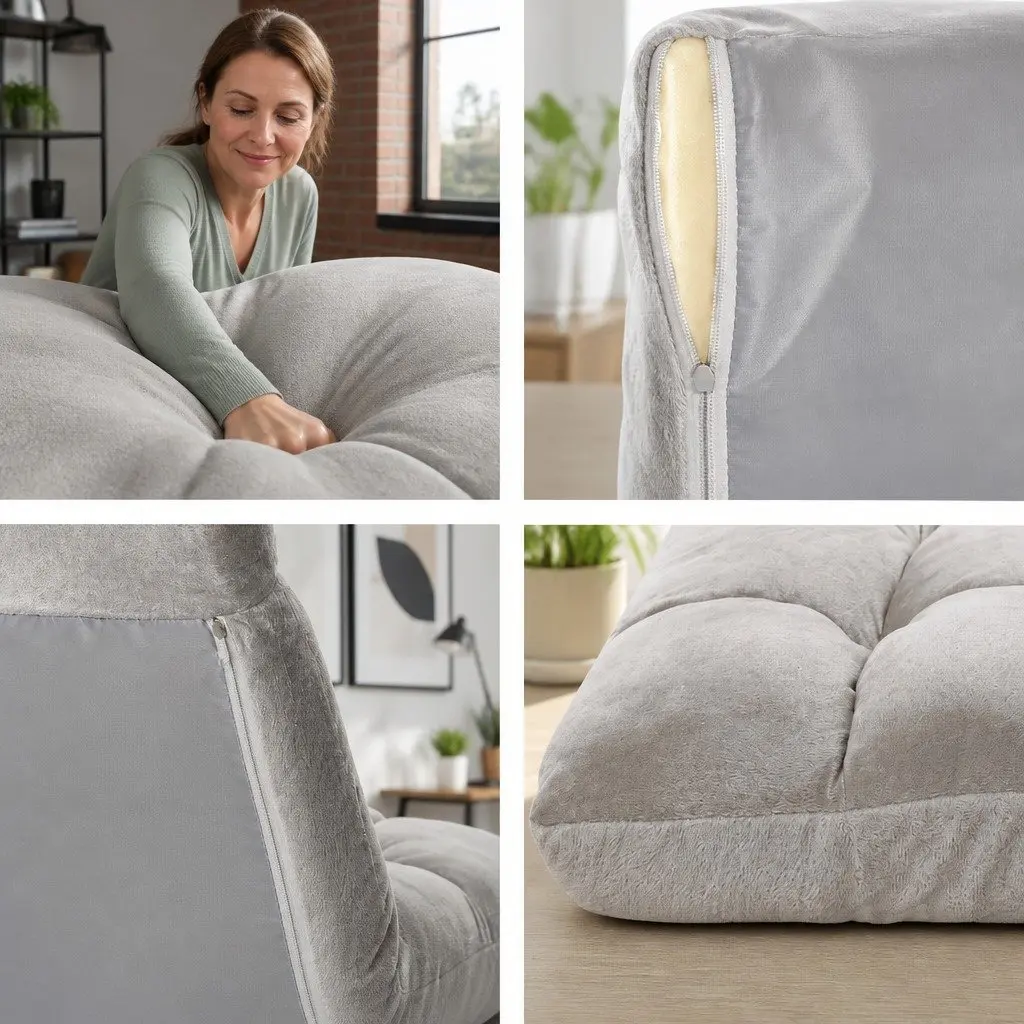 Adjustable Grey Flannel Lounge Sofa Bed Chair Recliner