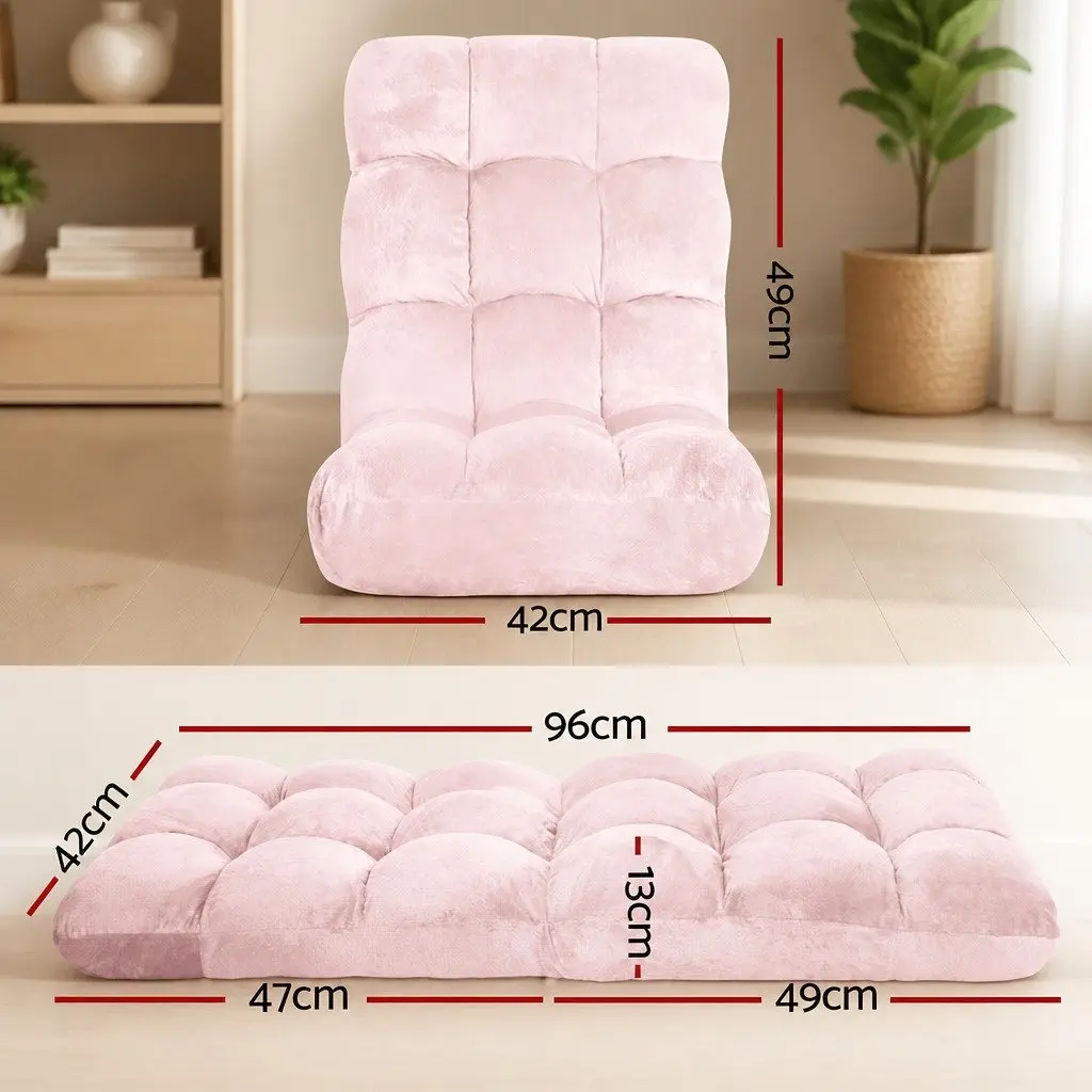 Adjustable Pink Floor Lounge Sofa Chair with 14 Positions