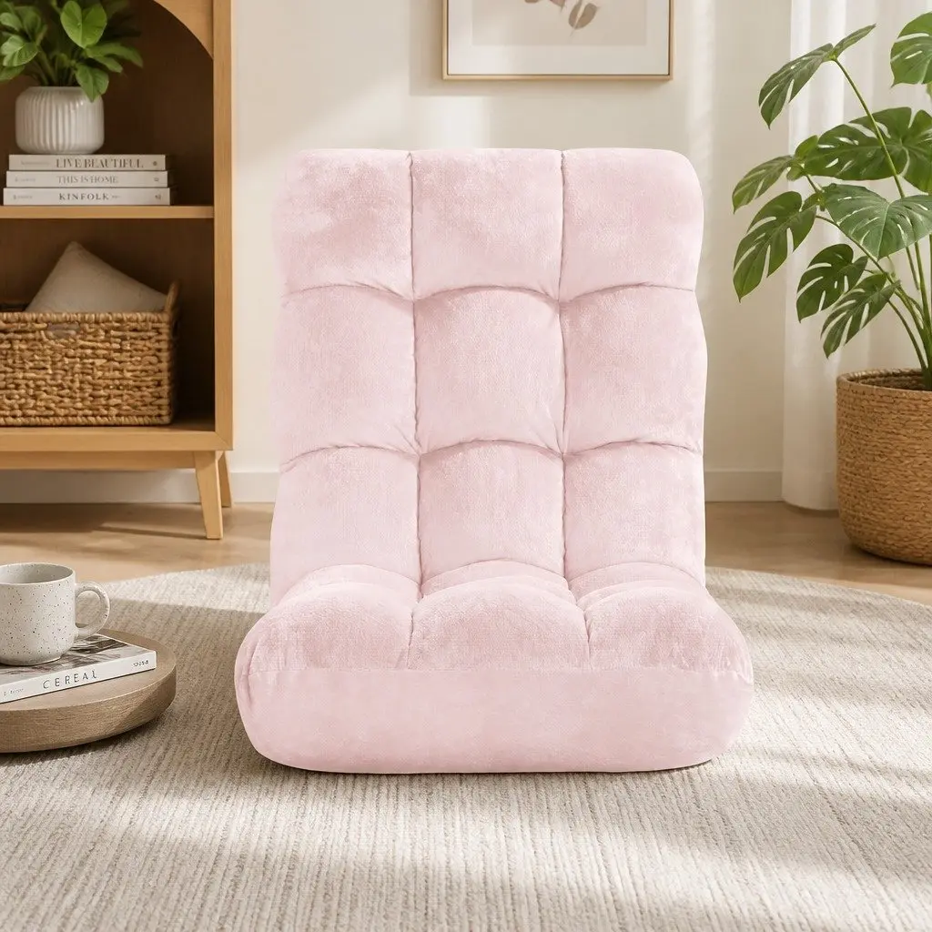 Adjustable Pink Floor Lounge Sofa Chair with 14 Positions