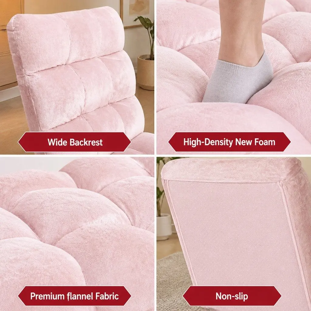 Adjustable Pink Floor Lounge Sofa Chair with 14 Positions