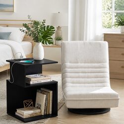 Premium Swivel Floor Lounge and Bedside Charging Table Set
