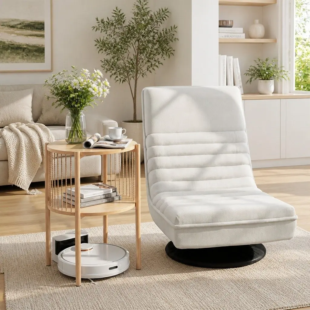 Swivel Floor Lounge Chair with Side Table Set