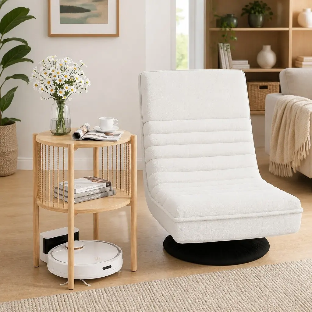 Swivel Floor Lounge Chair with Side Table Set