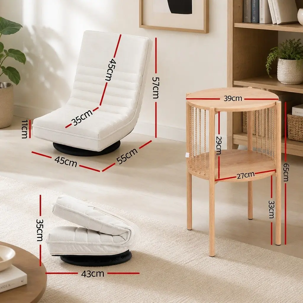 Swivel Floor Lounge Chair with Side Table Set