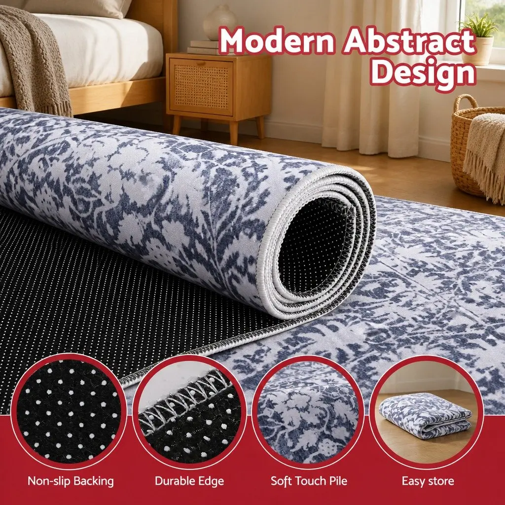 Floor Rug Velvet 120x170cm Grey Modern Area Carpet Soft Mat