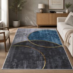 160X230cm Large Geometric Area Rug with Anti-Slip Backing