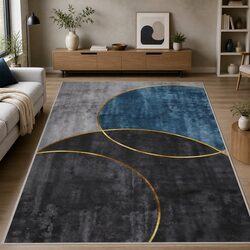 Large Washable Floor Rug 200x290cm Geometric Area Rug Modern Bedroom Living Room