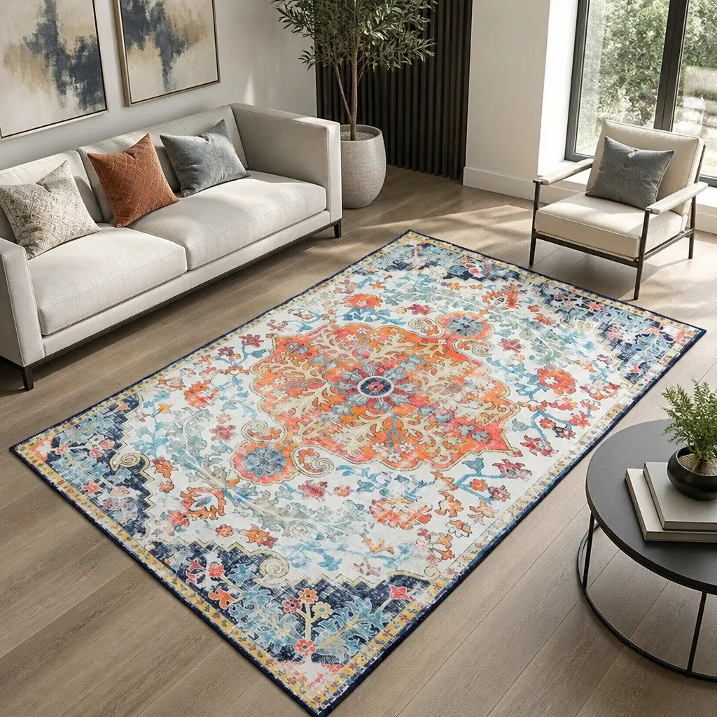 Large Multicoloured Floor Rug 160x230cm with Soft Pile