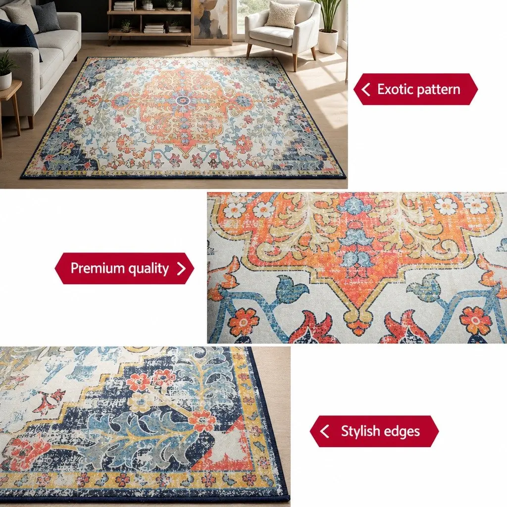 Large Multicoloured Floor Rug 160x230cm with Soft Pile