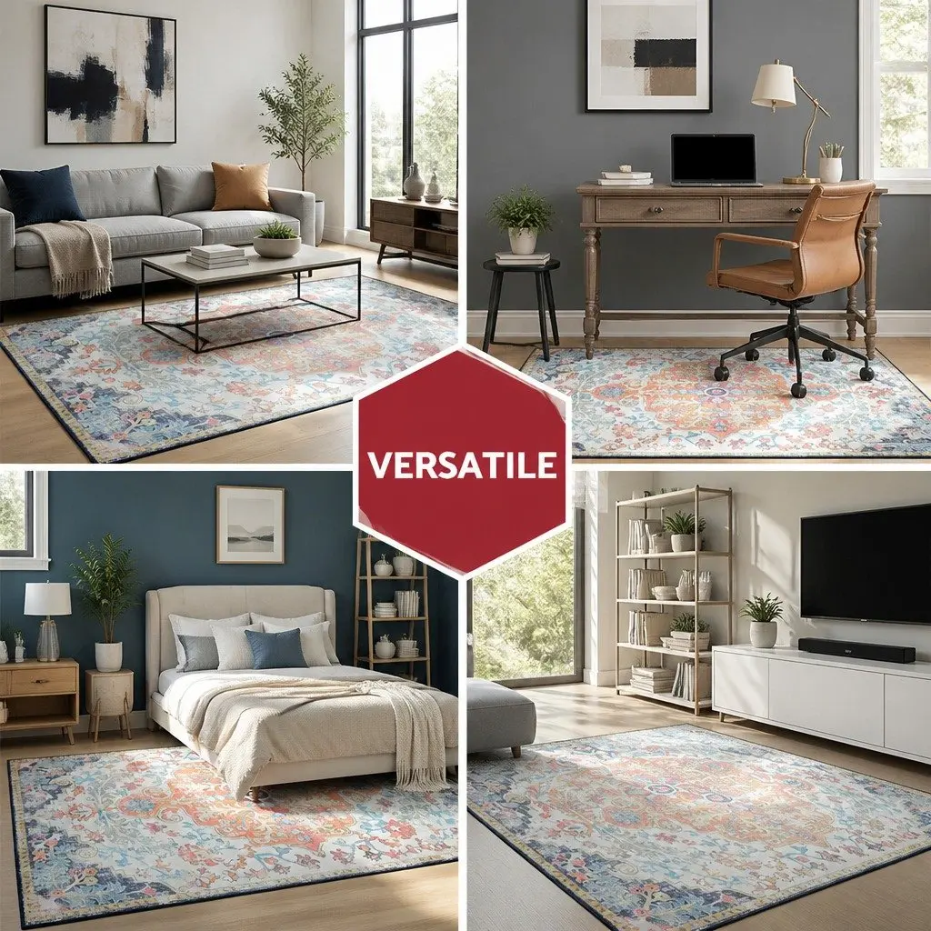 Large Multicoloured Floor Rug 160x230cm with Soft Pile