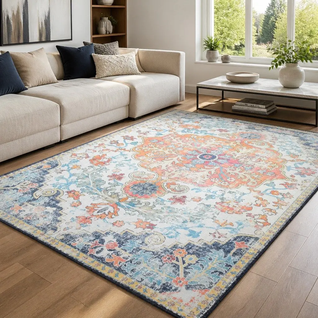 Large Multicoloured Floor Rug 160x230cm with Soft Pile