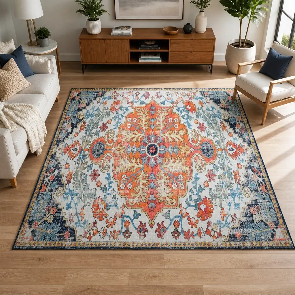 Large Multicoloured Floor Rug 160x230cm with Soft Pile