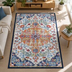 Large 240X340cm Washable Geometric Area Rug in Beige