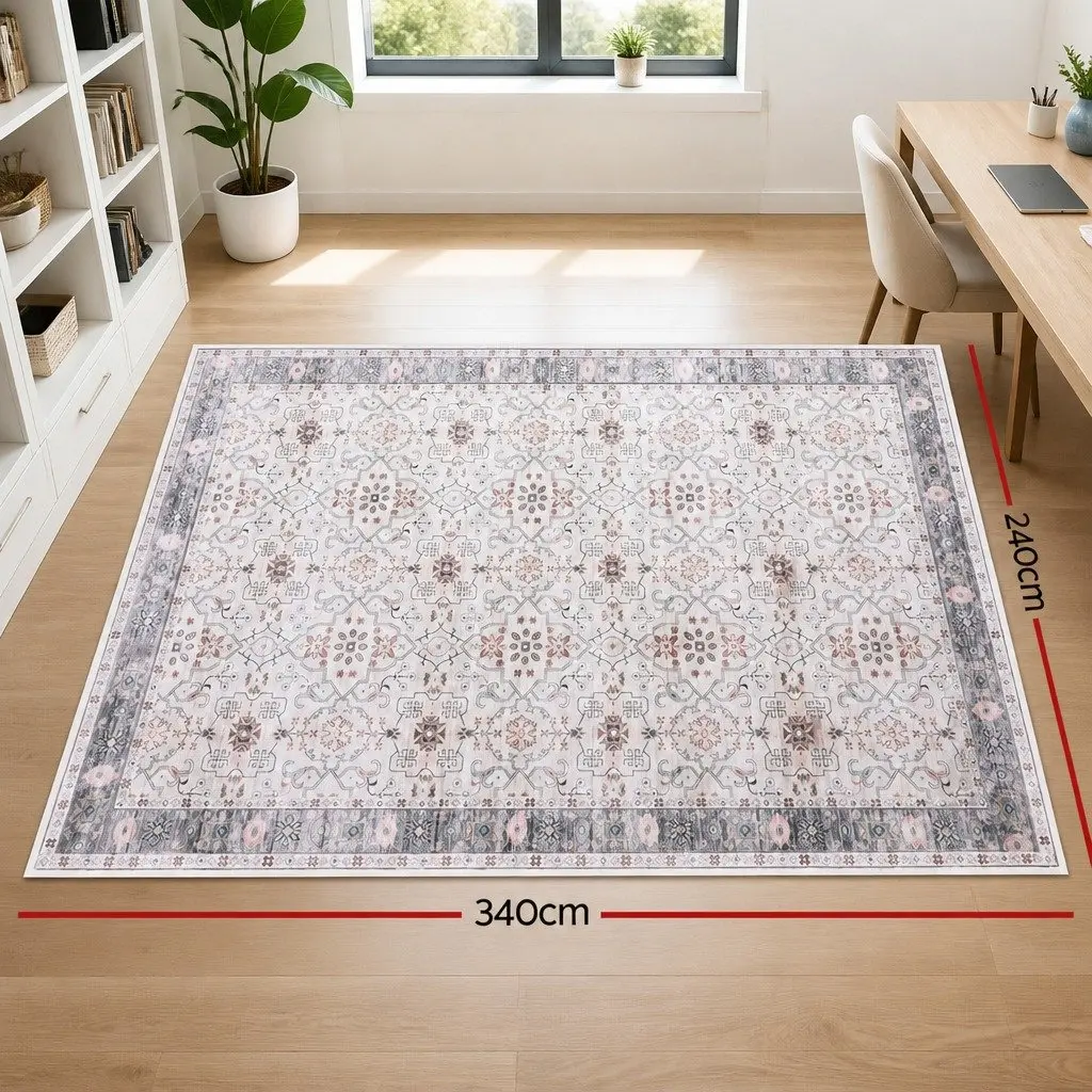 Floor Rug 240x340cm Large Area Rug Geometric Design Machine Washable Living