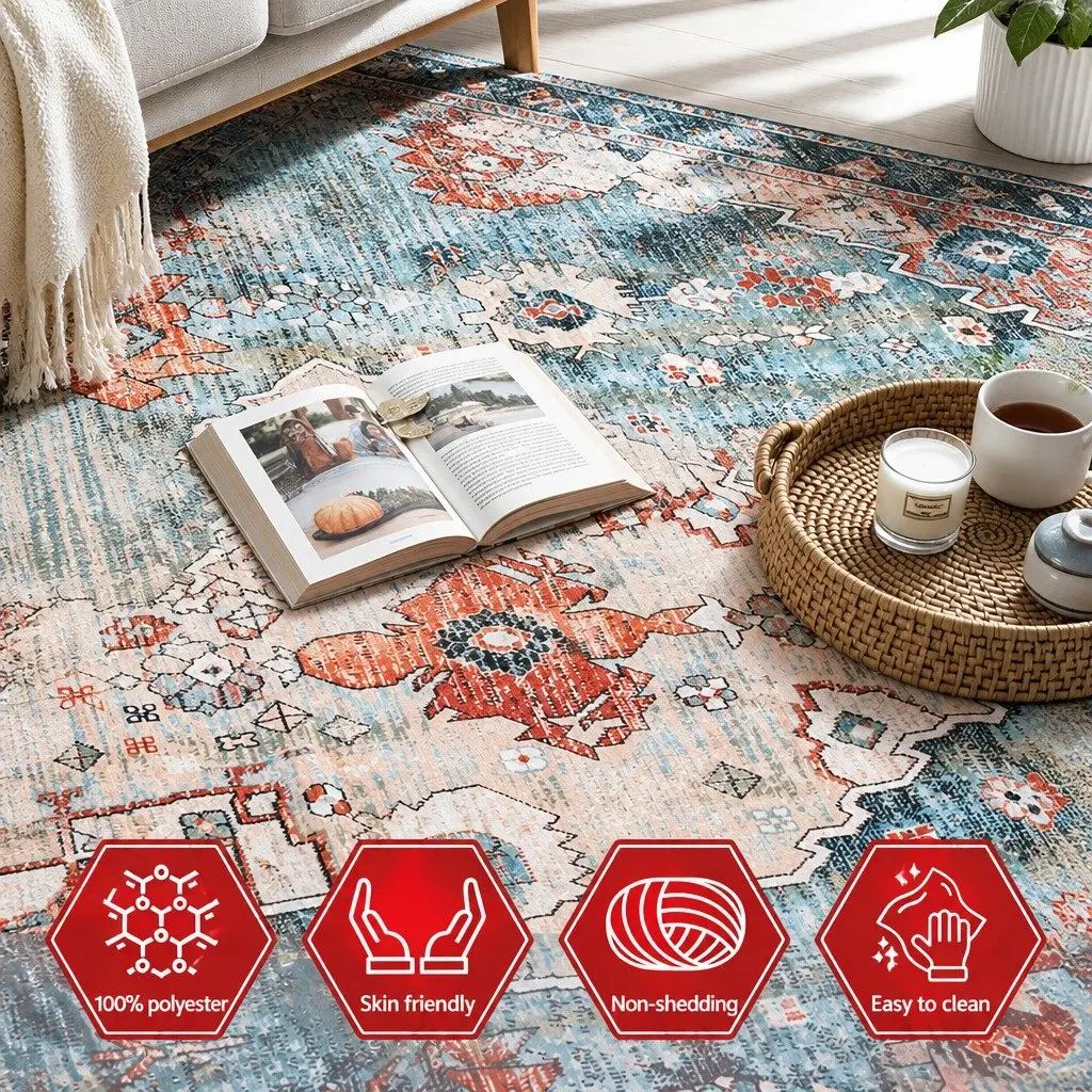 Floor Rug 160x230cm Large Washable Area Rug Geometric Design Living Room Carpet