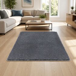 Floor Rug 140x200cm Plush Shaggy Area Carpet Living Room Bedroom Dark Grey