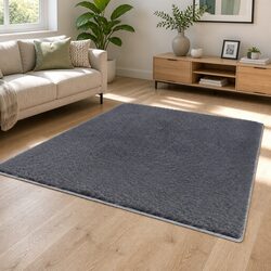 High-Quality Dark Grey Plush Shag Area Rug 160x230cm