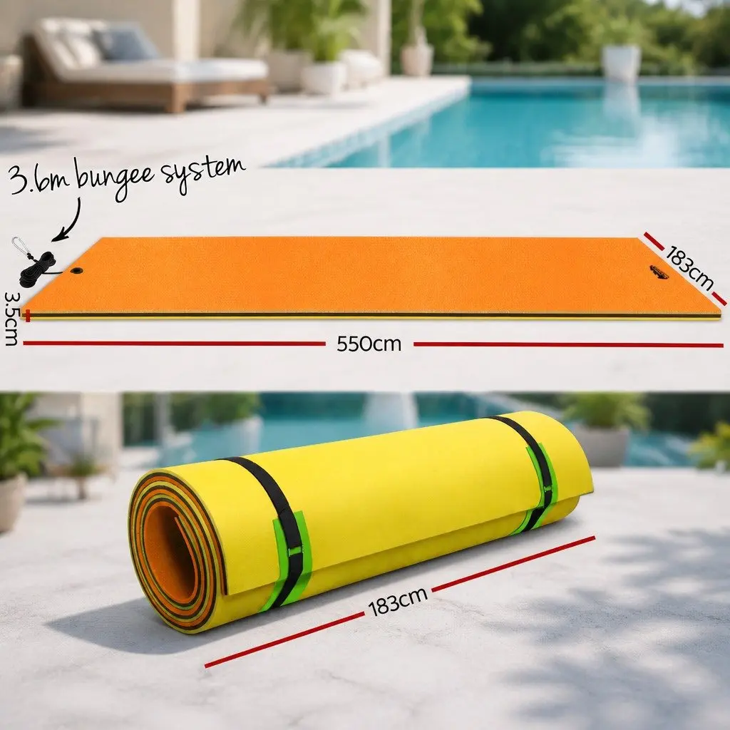Floating Water Mat XPE Foam 5.5x1.8m Yellow Black