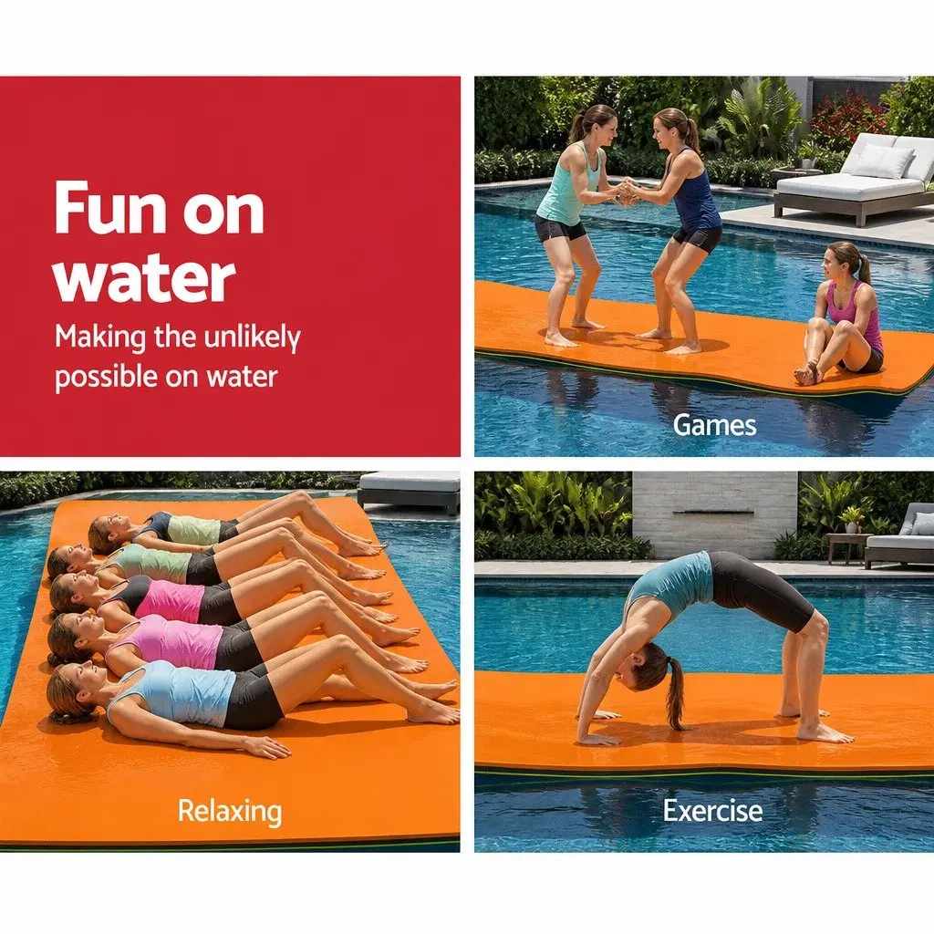 Floating Water Mat XPE Foam 5.5x1.8m Yellow Black