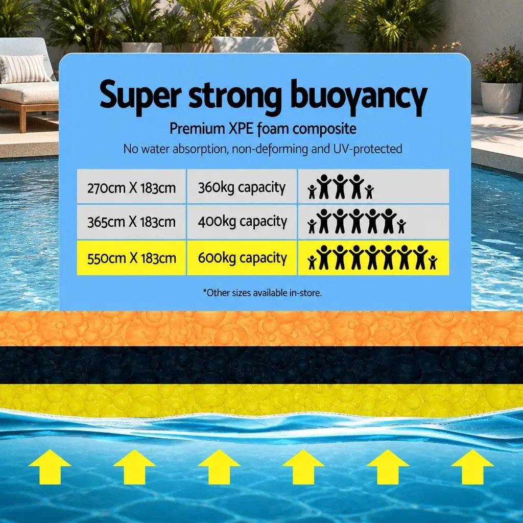 Floating Water Mat XPE Foam 5.5x1.8m Yellow Black