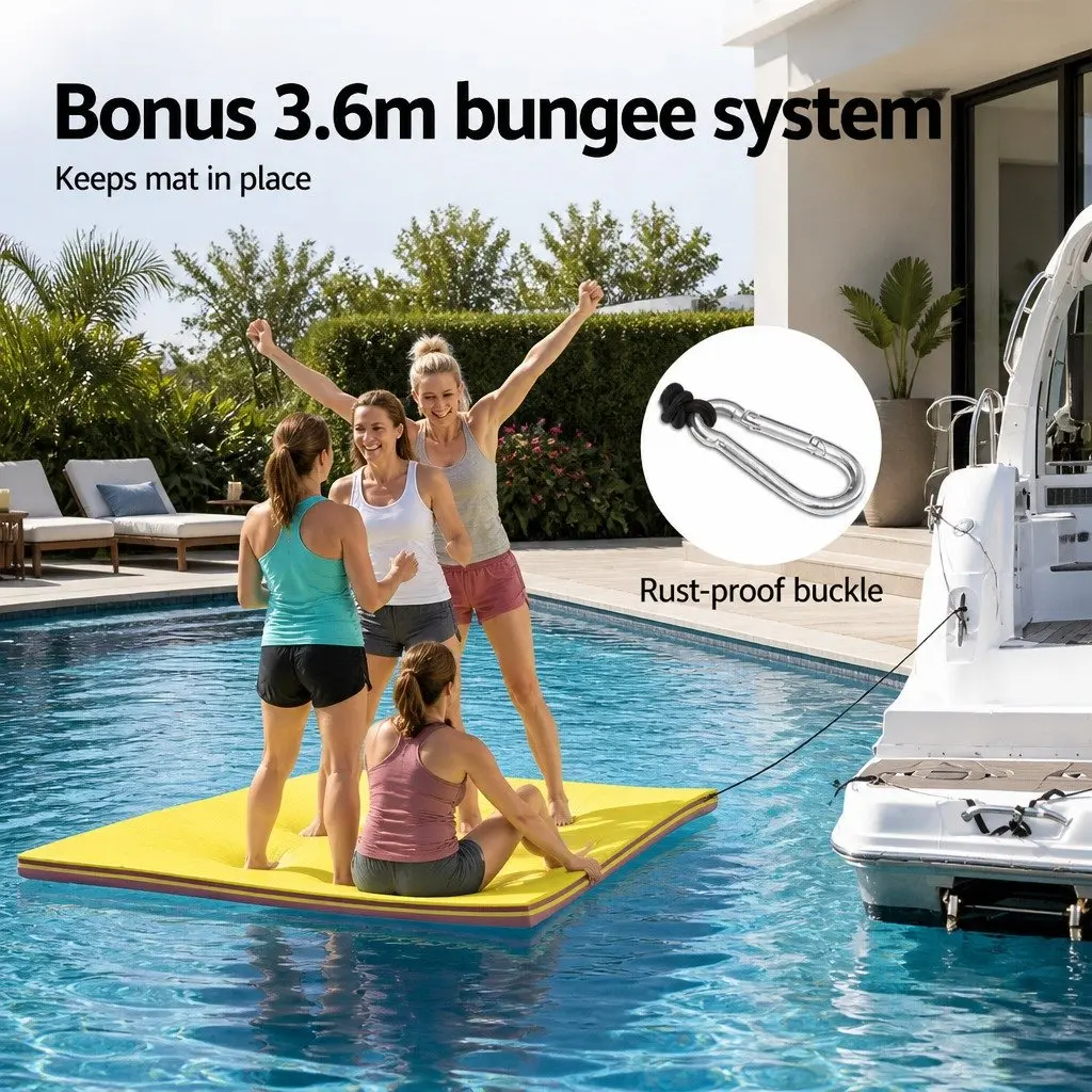 Floating Water Mat XPE Foam 5.5x1.8m Yellow Black