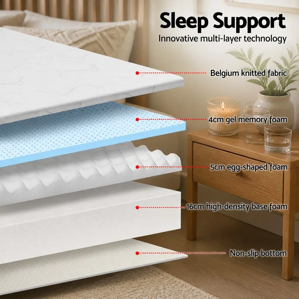 Cool Gel Memory Foam Mattress Single Bed 25cm Medium Firm