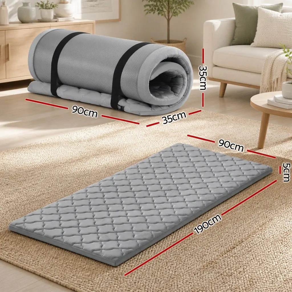 Foldable Camping Mattress Polyester 190cm x 90cm Grey