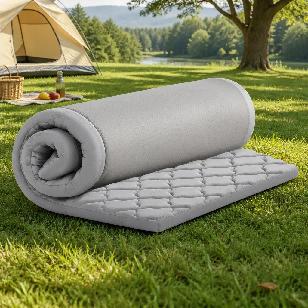 Foldable Camping Mattress Polyester 190cm x 90cm Grey