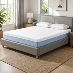 22cm Cooling Gel Memory Foam Mattress Double White Blue